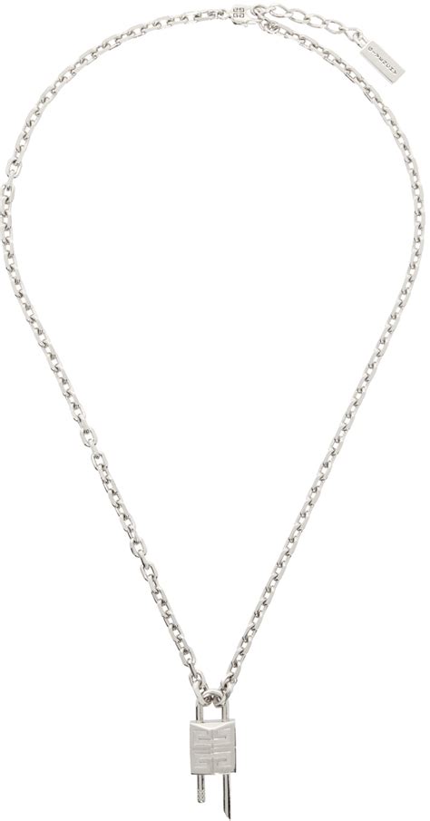 givenchy mini lock silver necklace.